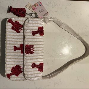 Made in India White Beaded Bag with Red Lobsters